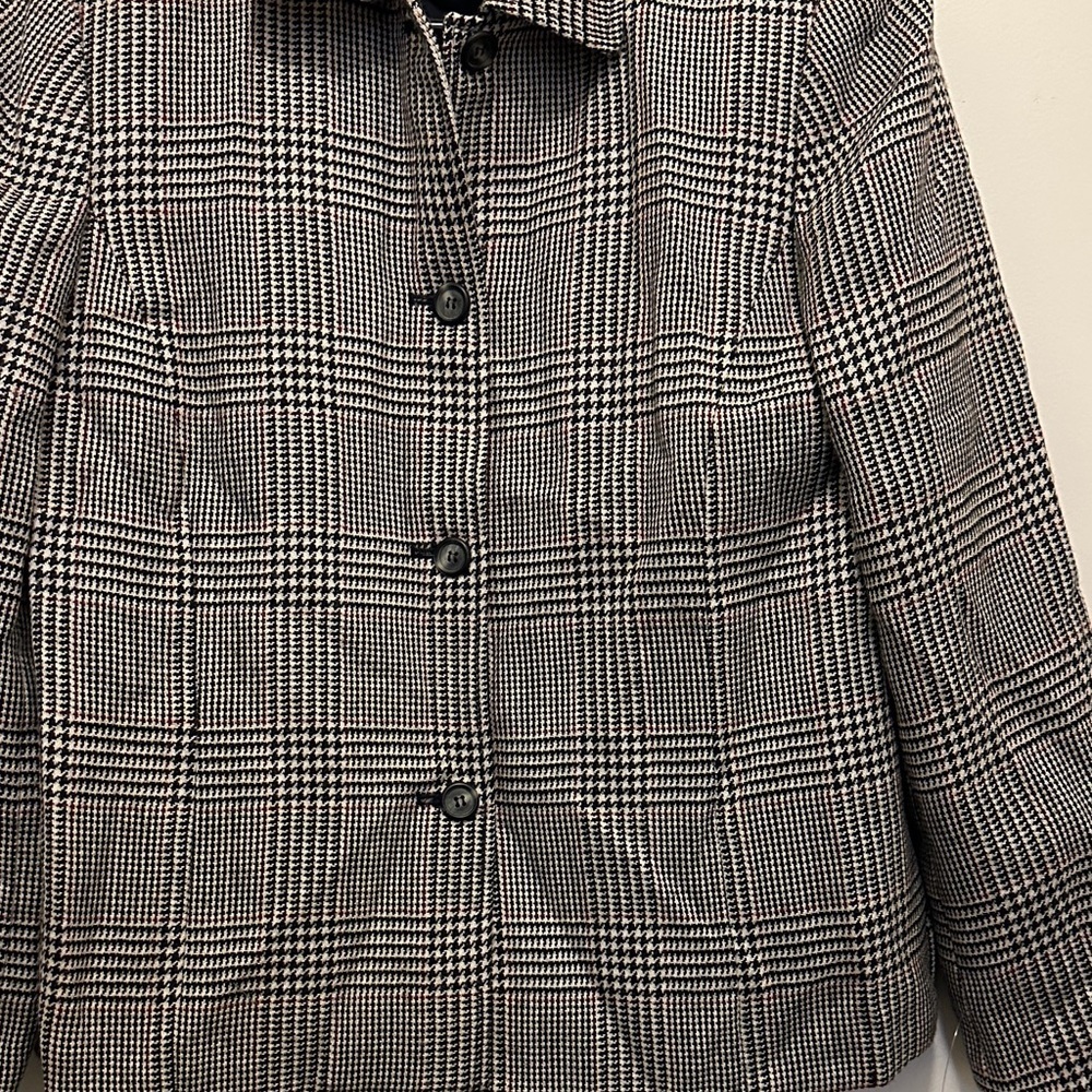 LOFT Women's Classic Black and White Checkered Blazer - Picture 3 of 7